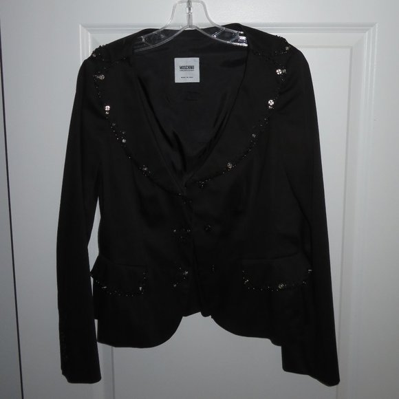 MOSCHINO CHEAP AND CHIC Black Fitted Studded Peplum Blazer - Picture 8 of 16